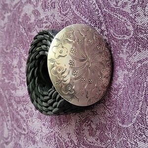 Vintage Black Leather Women's Belt w/ Silver, OS